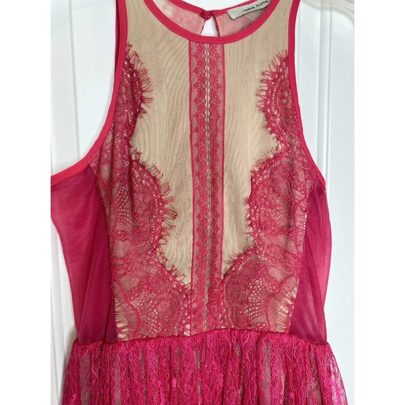 Three Floor Mini Dress Hot Pink Fuschia Lace Open Back Size 12‎ - Picture 6 of 13